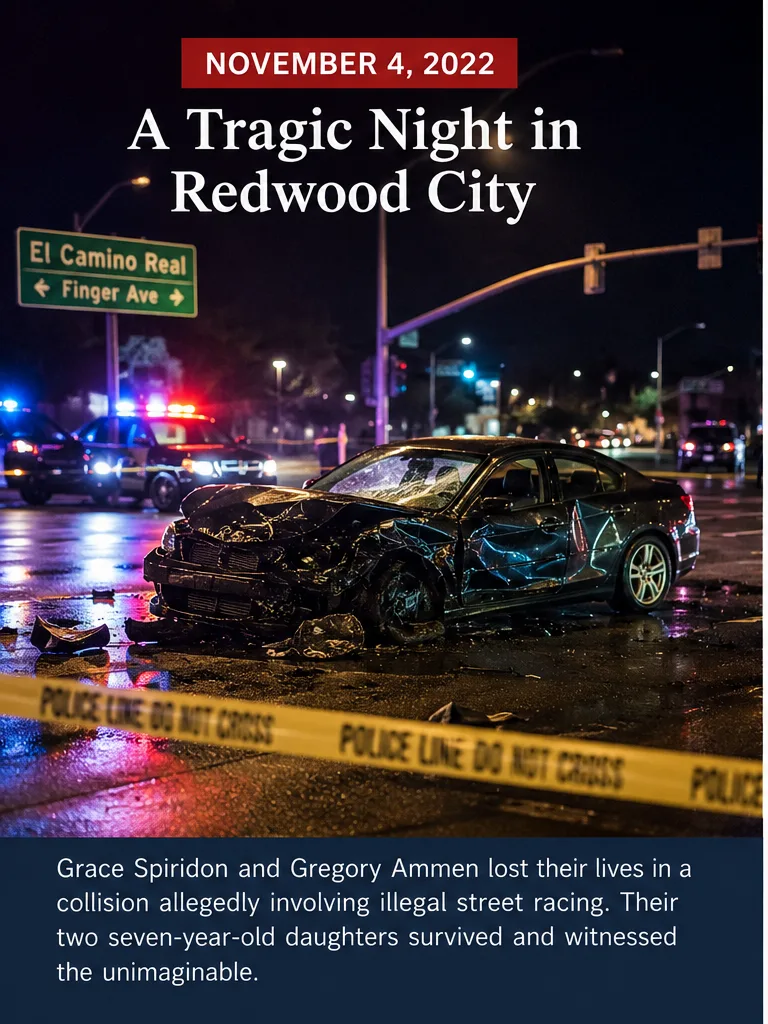 Depiction of the November 4, 2022 collision scene on El Camino Real near Finger Avenue in Redwood City